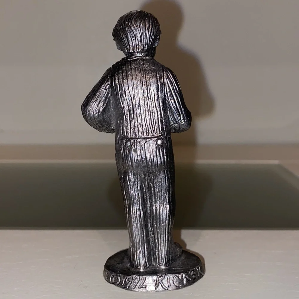 Michael Ricker Pewter Boy Holding Toy Train 3